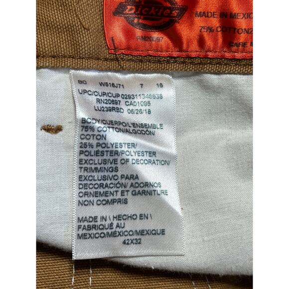 Dickies Canvas Carpenter Cargo Workwear Straight Legs Brown Pants Cotton 42x32 - Picture 4 of 11